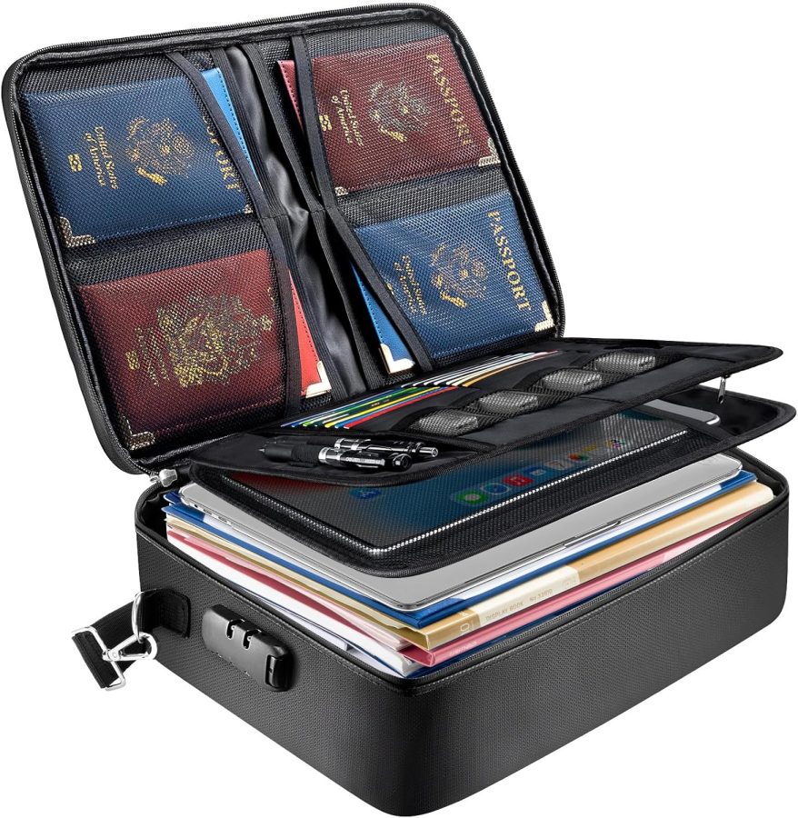 BALEINE Fireproof Locking Document Box, Black