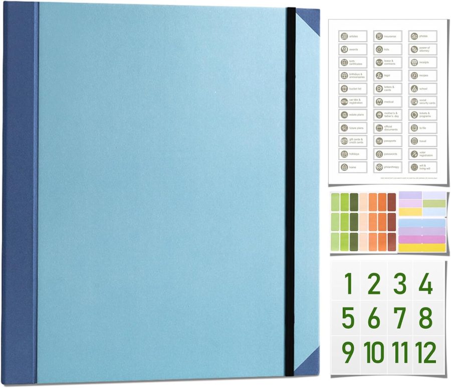 Blue Document Organizer Binder for Important Papers